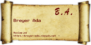 Breyer Ada névjegykártya
